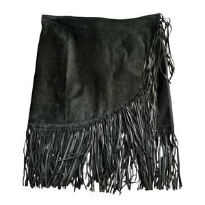 Patricia Wolf Vintage Black Pigskin Suede Fringe Wrap Read